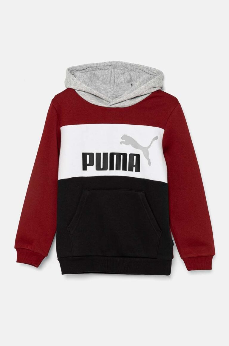 Puma bluza copii ESS BLOCK Hoodie culoarea rosu