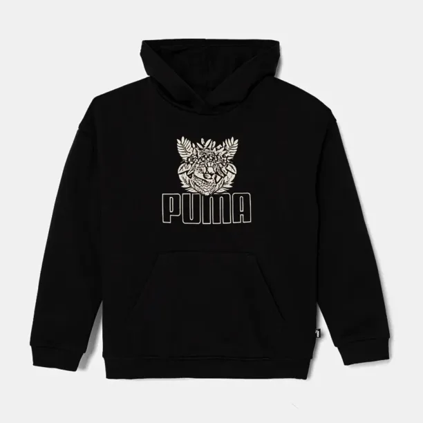 Puma bluza copii ESS+ TROPICAT Hoodie culoarea negru