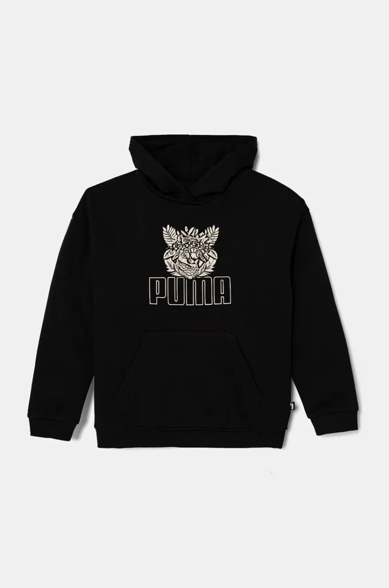 Puma bluza copii ESS+ TROPICAT Hoodie culoarea negru