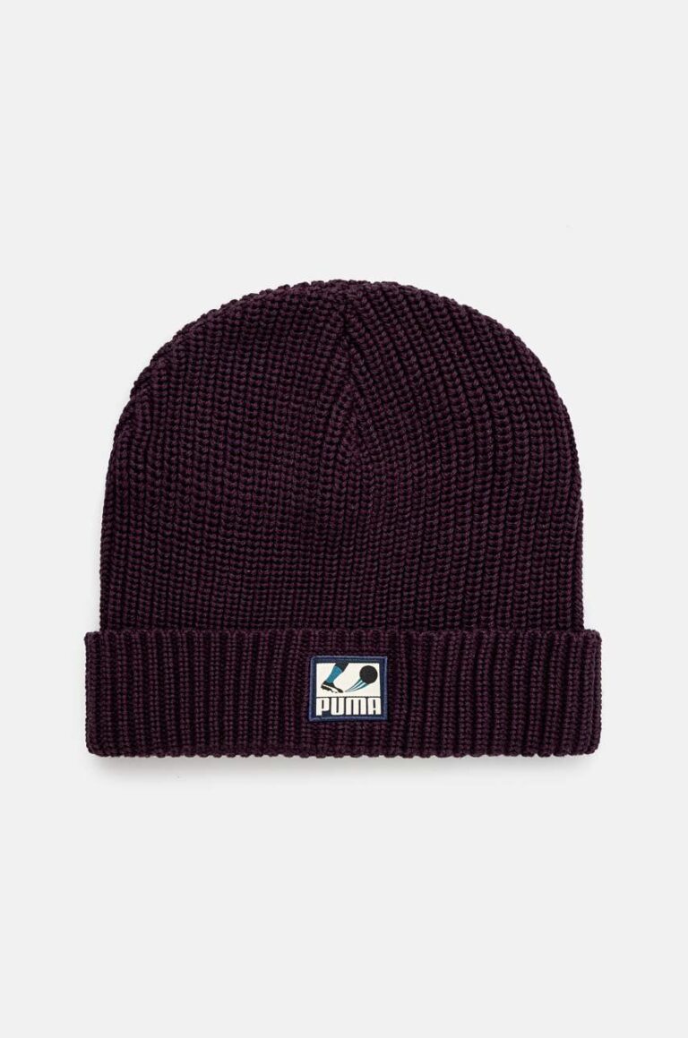 Puma caciula din bumbac Classics Graphic Short Beanie culoarea violet