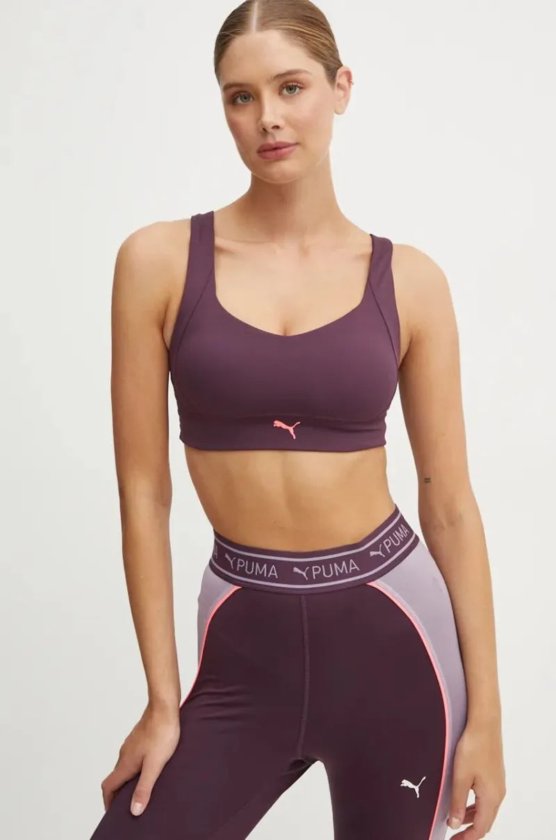 Puma sutien sport PWR Sculpting culoarea bordo