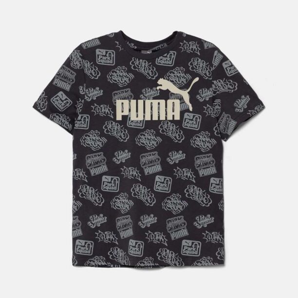 Puma tricou de bumbac pentru copii ESS+ MID 90s AOP Tee culoarea gri