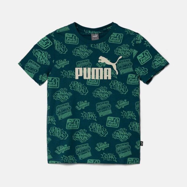 Puma tricou de bumbac pentru copii ESS+ MID 90s AOP Tee culoarea verde