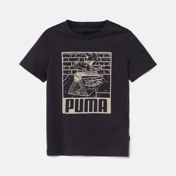 Puma tricou de bumbac pentru copii ESS+ MID 90sphic Tee culoarea gri