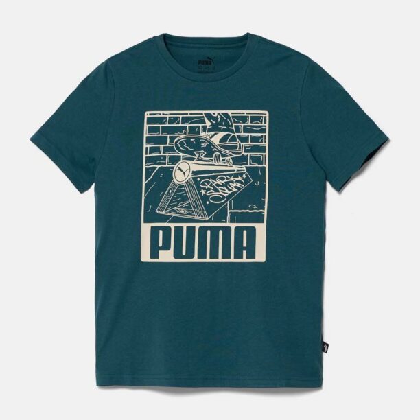 Puma tricou de bumbac pentru copii ESS+ MID 90sphic Tee culoarea verde