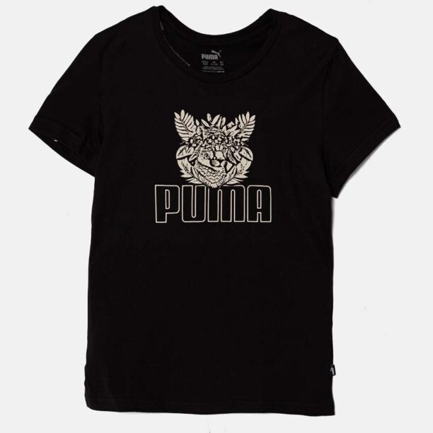 Puma tricou de bumbac pentru copii ESS+ TROPICAT Tee culoarea negru