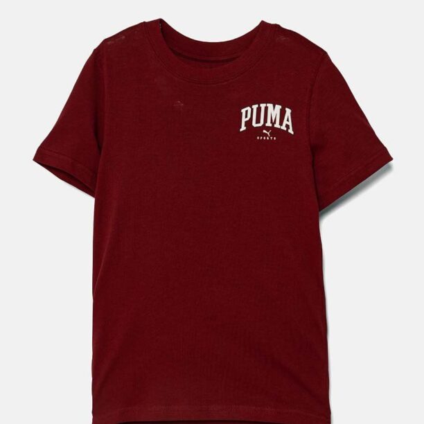 Puma tricou de bumbac pentru copii SQUAD Smallphic Tee culoarea bordo