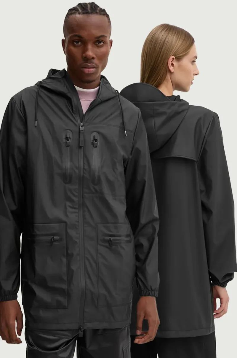 Rains geaca Cargo Long Jacket W3 culoarea negru