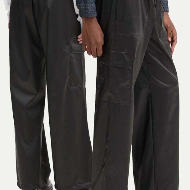 Rains pantaloni Cargo Rain Pants Wide W3 culoarea negru