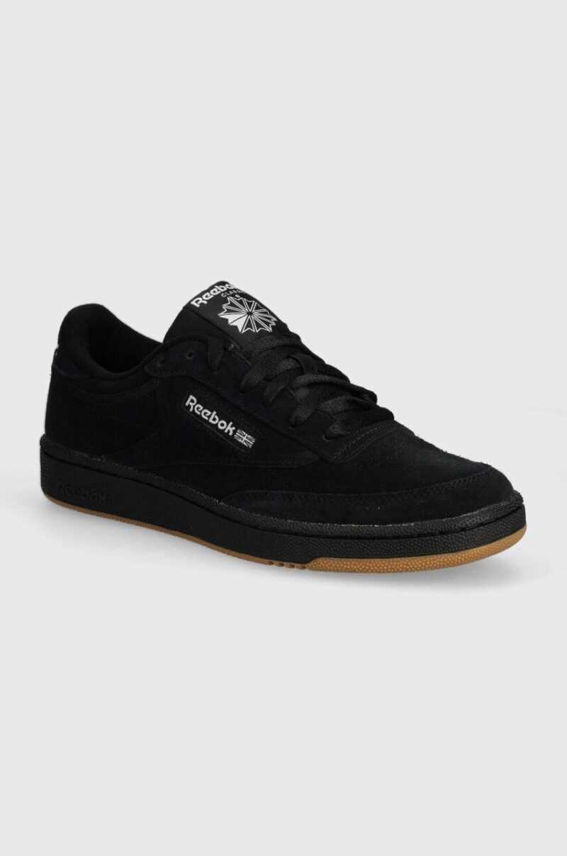 Reebok Classic sneakers din piele intoarsă Club C 85 culoarea negru