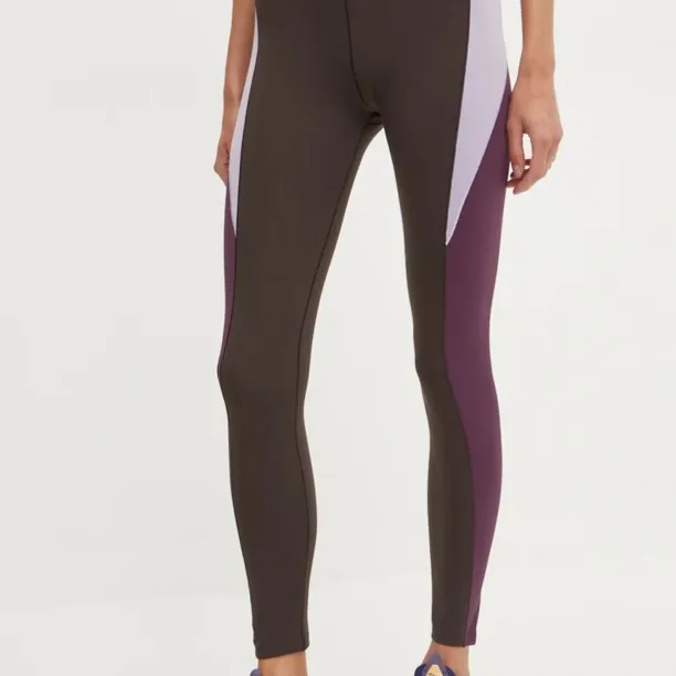 Reebok leggins de antrenament LUX Colorblock culoarea maro