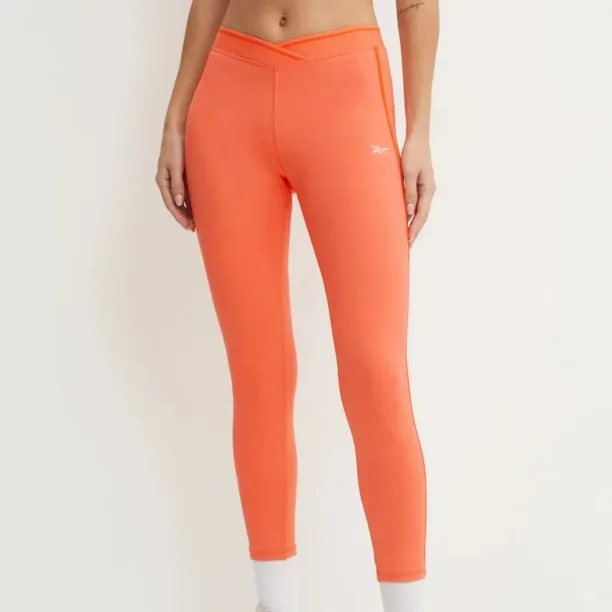 Reebok leggins de antrenament Team culoarea portocaliu