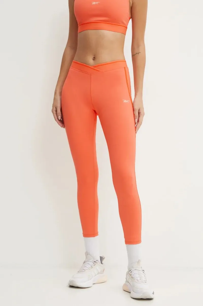 Reebok leggins de antrenament Team culoarea portocaliu