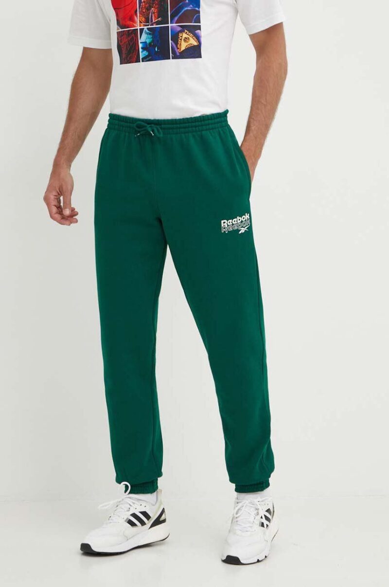 Reebok pantaloni de trening Brand Proud culoarea verde