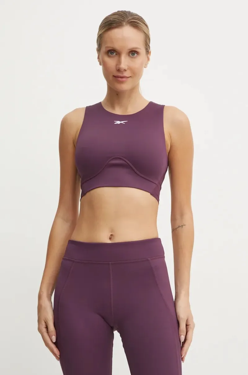 Reebok top de antrenament Contour Crop culoarea bordo