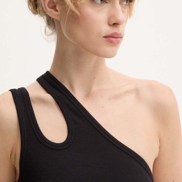 Remain top Jersey One-Shoulder Top culoarea negru