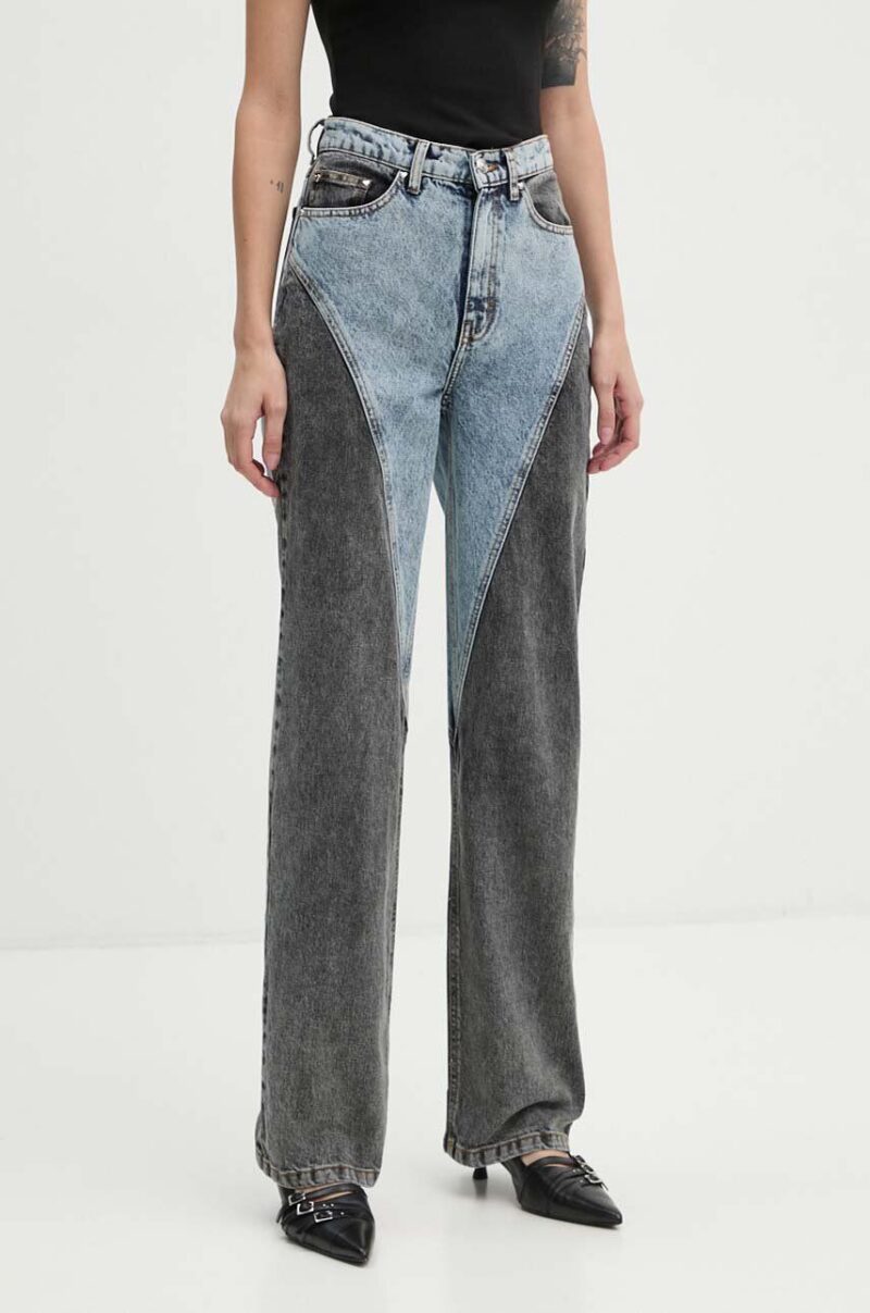 Rotate jeansi Straight Patchwork Jeans femei high waist