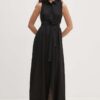 Sandro Ferrone rochie din in culoarea negru