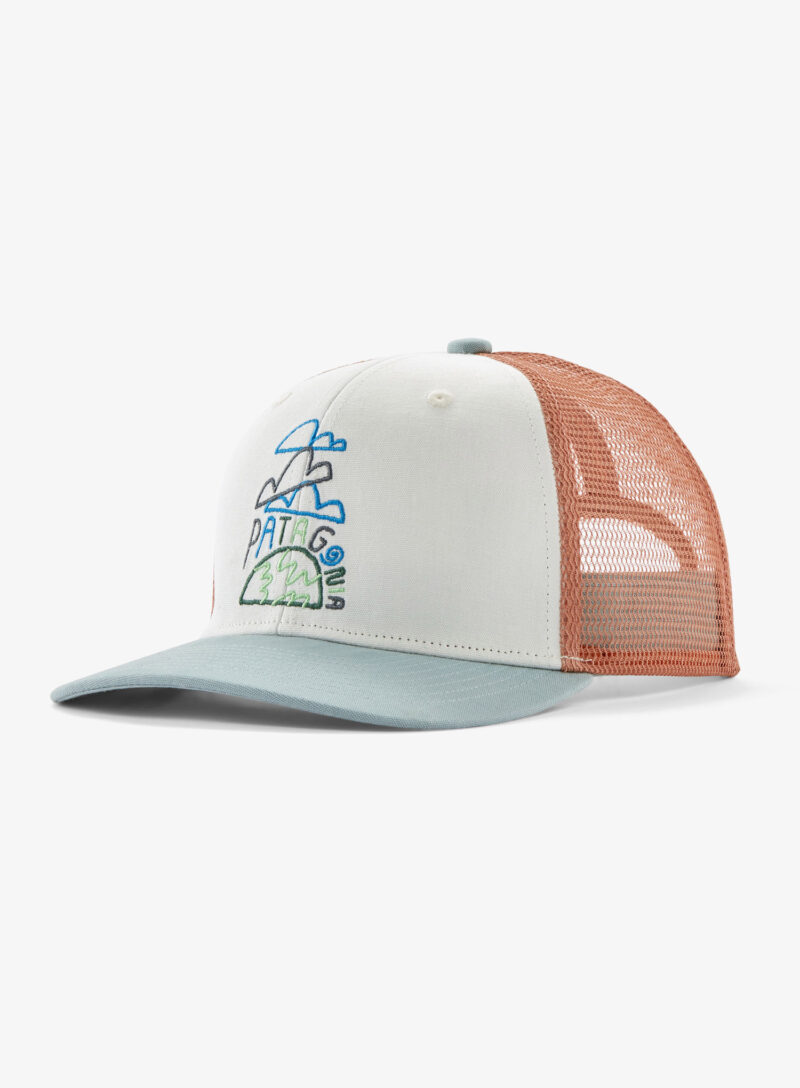 Șapcă pentru copii Patagonia Trucker Hat - clouds and earth birch white