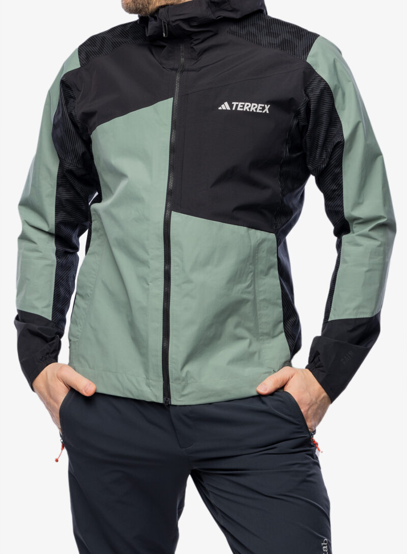 Scurta de ploaie adidas TERREX Xperior Hybrid RAIN.RDY Jacket - silver green/black