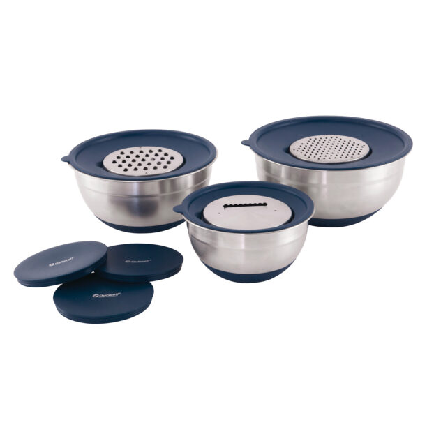 Set de vase de gătit Outwell Chef Bowl Set with Lids & Graters - silver preţ