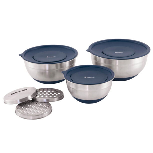 Set de vase de gătit Outwell Chef Bowl Set with Lids & Graters - silver