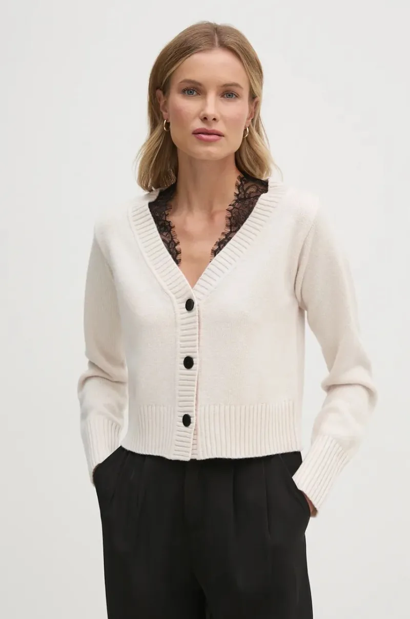 Sisley cardigan din lana culoarea bej