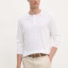 Sisley longsleeve din bumbac culoarea alb