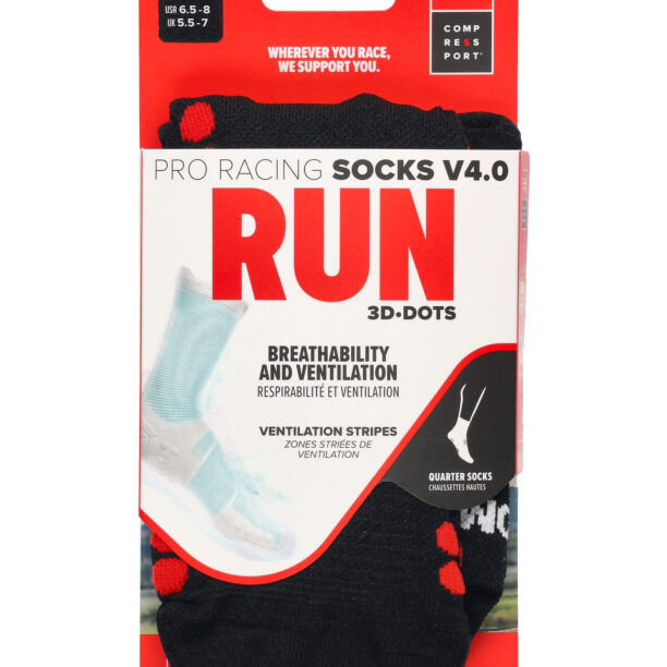 Original Șosete Compressport Pro Racing Socks v4.0 Run High - black/red