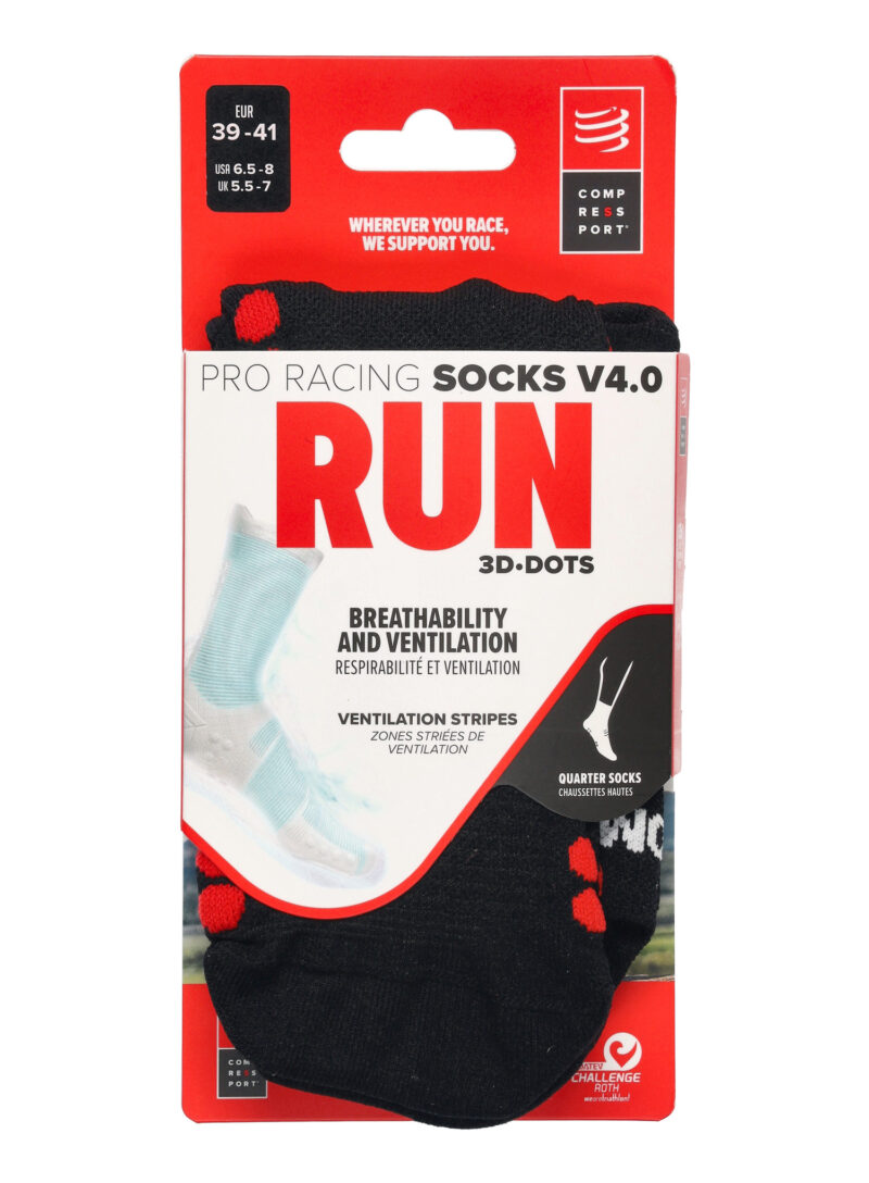 Original Șosete Compressport Pro Racing Socks v4.0 Run High - black/red