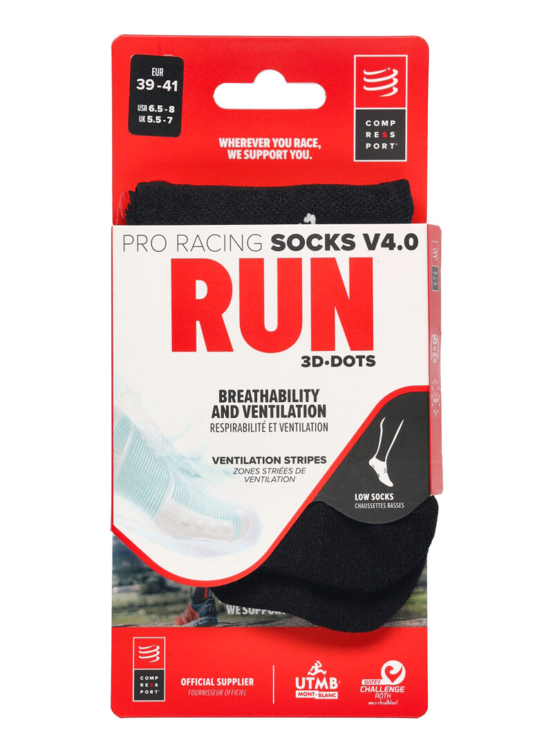 Original Șosete Compressport Pro Racing Socks v4.0 Run Low - black/red