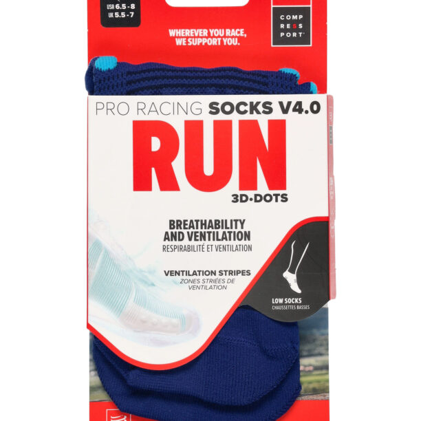 Original Șosete Compressport Pro Racing Socks v4.0 Run Low - sodalite/fluo blue