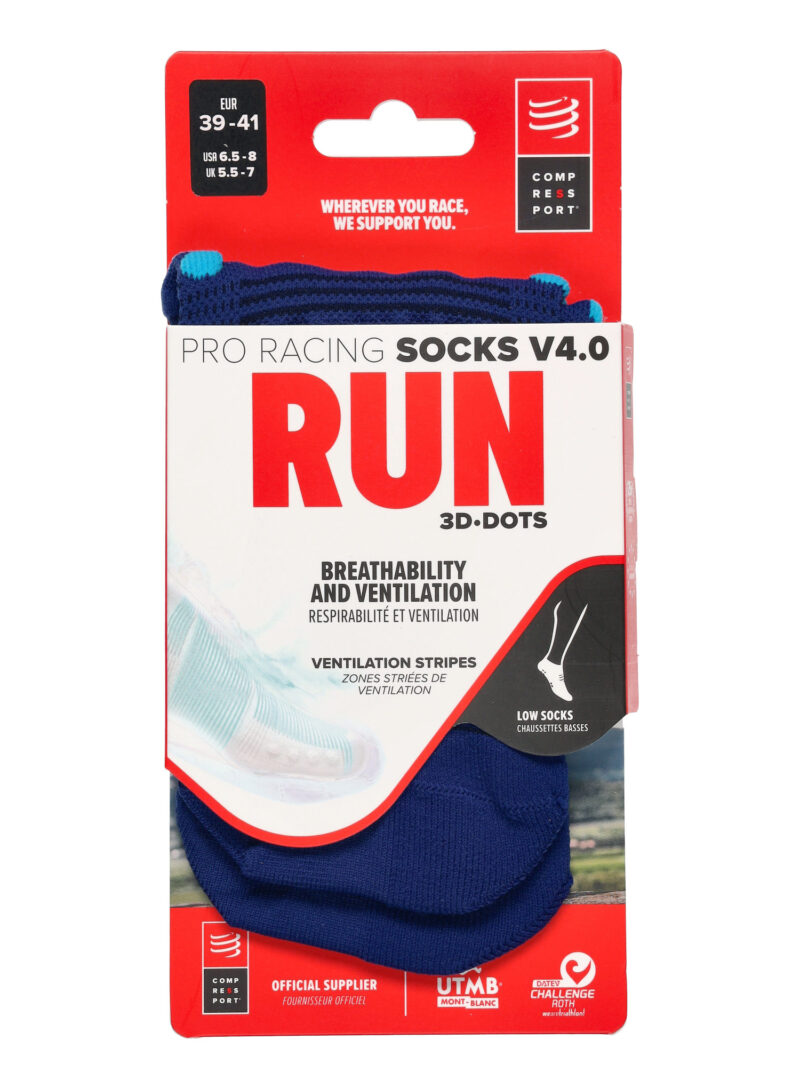 Original Șosete Compressport Pro Racing Socks v4.0 Run Low - sodalite/fluo blue