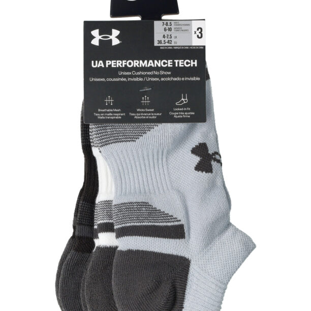 Șosete Under Armour UA Performance Tech 3-Pack No Show - mod gray/white/jet gray preţ