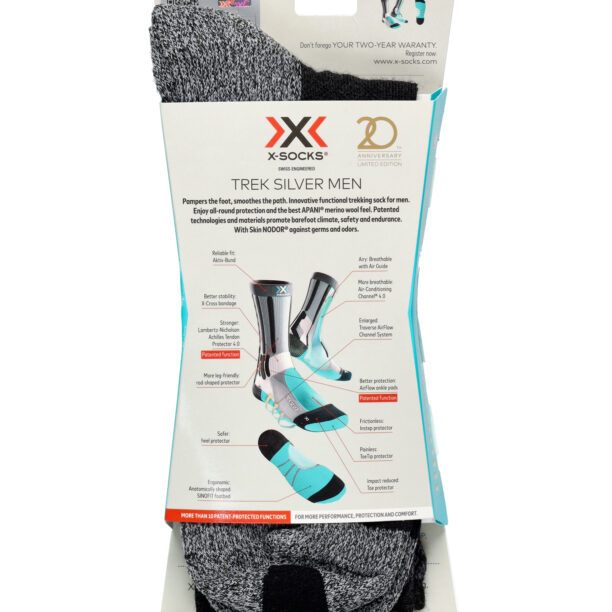 Șosete X-Socks Trek Silver - opal blk/dolomite grey melange preţ