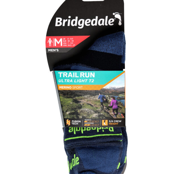 Original Șosete alergare Bridgedale Ultralight T2 Merino Sport 3/4 Crew - blue