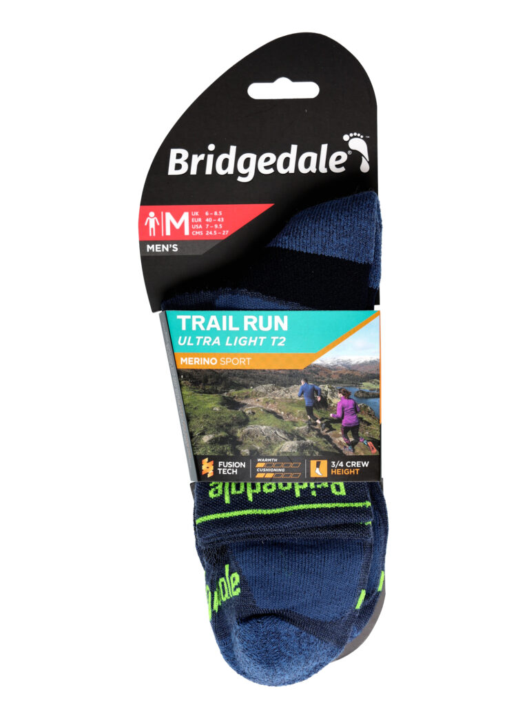 Original Șosete alergare Bridgedale Ultralight T2 Merino Sport 3/4 Crew - blue