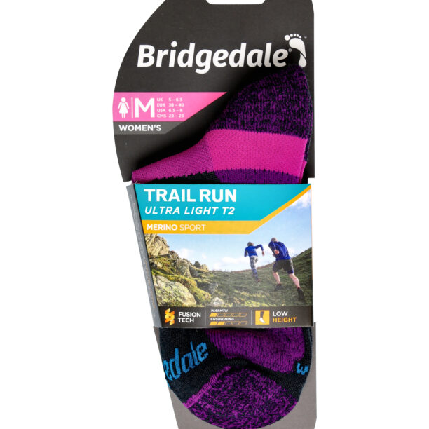 Șosete alergare Bridgedale Ultralight T2 Merino Sport Low - charcoal/purple preţ