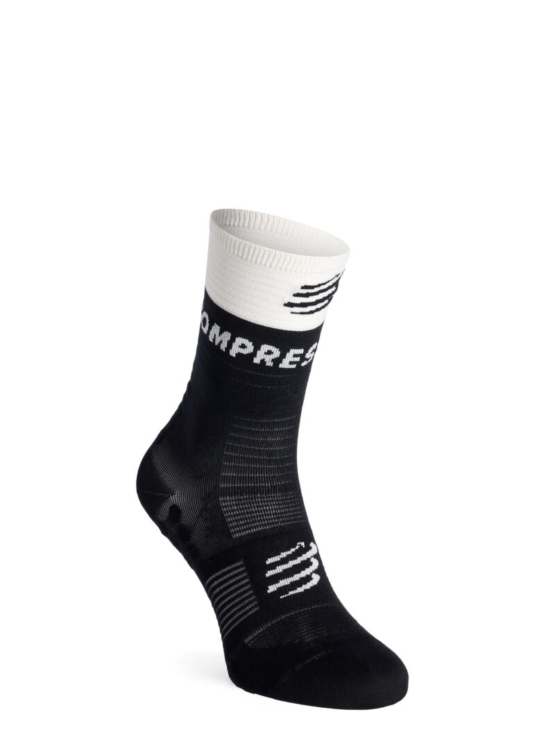 Șosete alergare Compressport Mid Compression Socks V2.0 - black/white