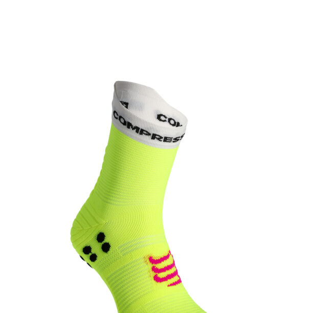 Șosete alergare Compressport Pro Racing Socks v4.0 Run High - safe yellow/white