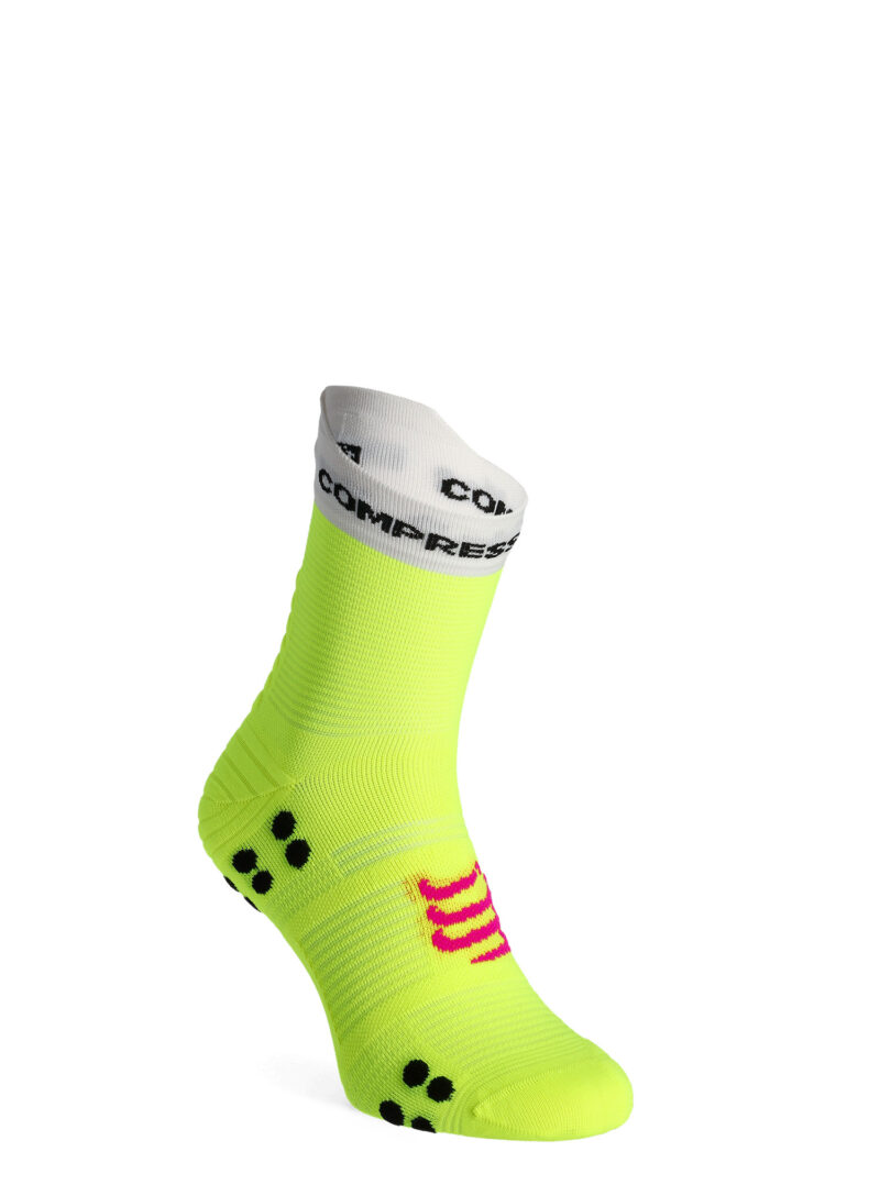 Șosete alergare Compressport Pro Racing Socks v4.0 Run High - safe yellow/white