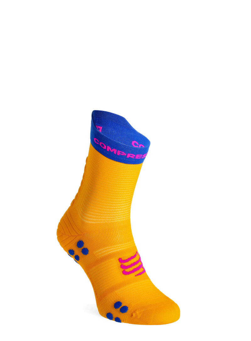 Șosete alergare Compressport Pro Racing Socks v4.0 Run High - saffron/dazz blue