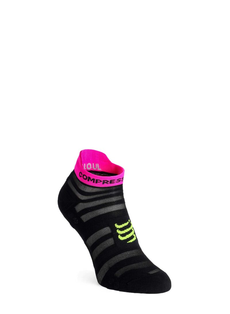 Șosete alergare Compressport Pro Racing Socks v4.0 Ultralight Run Low - black/safe yellow/neo pink preţ