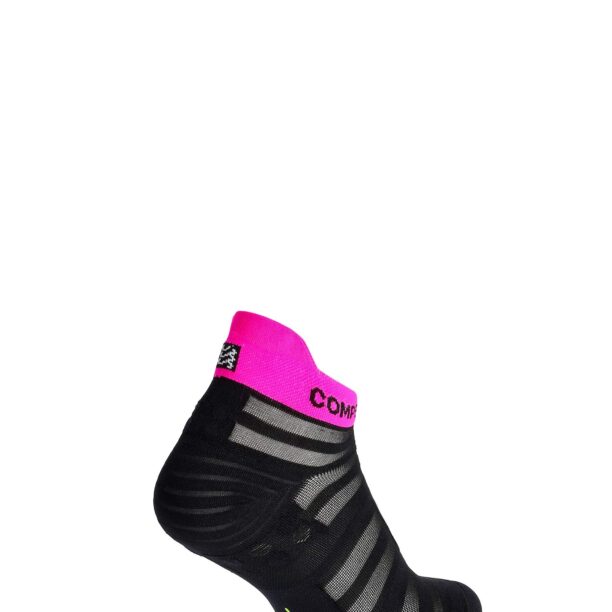 Original Șosete alergare Compressport Pro Racing Socks v4.0 Ultralight Run Low - black/safe yellow/neo pink