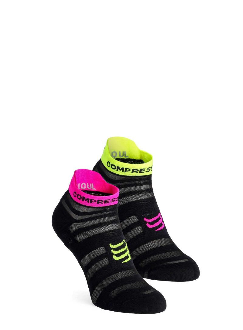 Șosete alergare Compressport Pro Racing Socks v4.0 Ultralight Run Low - black/safe yellow/neo pink