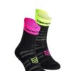 Șosete alergare Compressport Pro Racing v4.0 UL Run High - black/safe yellow/neo pink