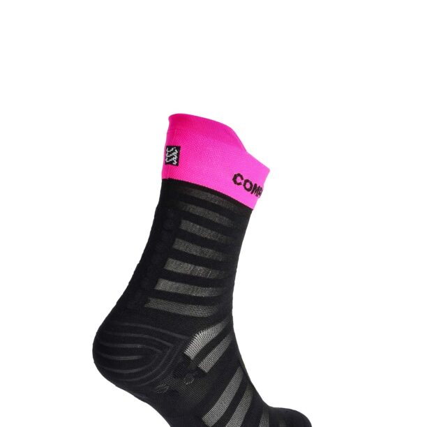 Original Șosete alergare Compressport Pro Racing v4.0 UL Run High - black/safe yellow/neo pink