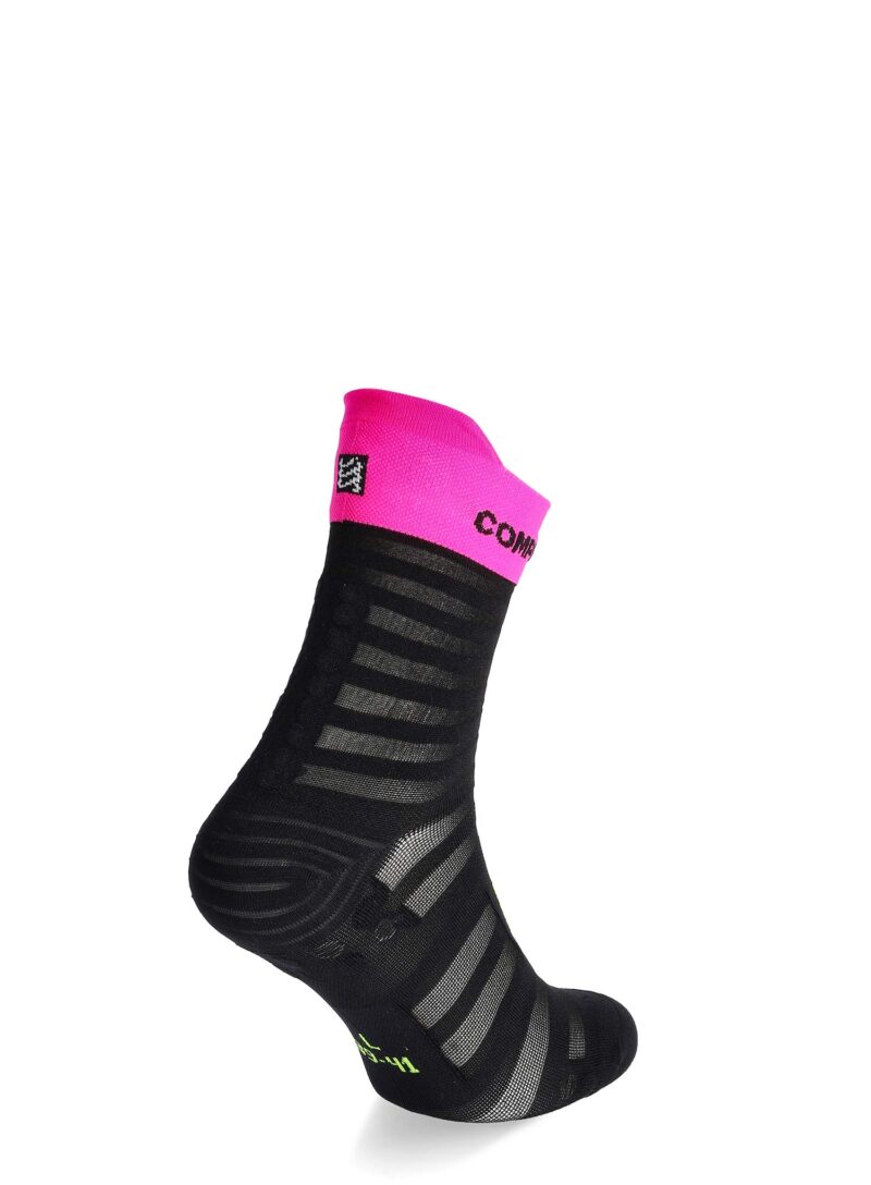 Original Șosete alergare Compressport Pro Racing v4.0 UL Run High - black/safe yellow/neo pink