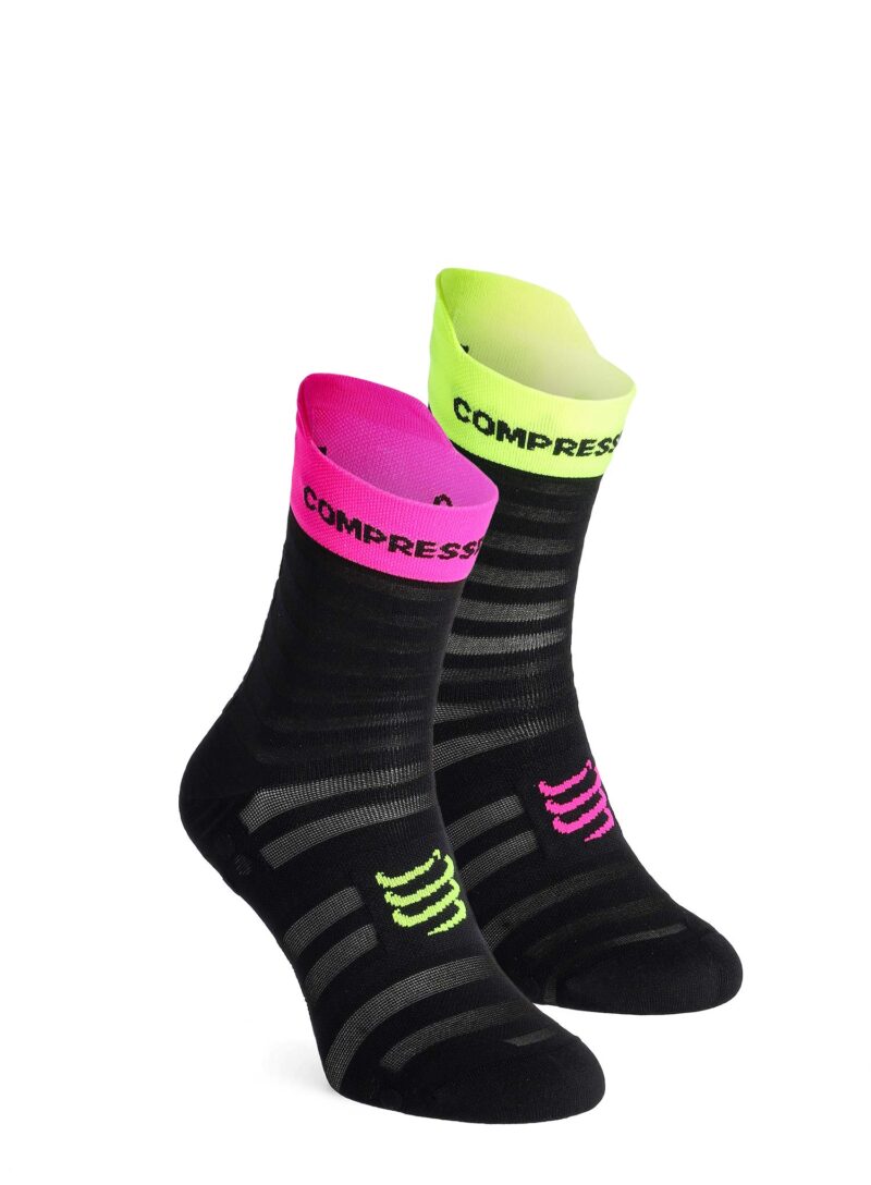 Șosete alergare Compressport Pro Racing v4.0 UL Run High - black/safe yellow/neo pink