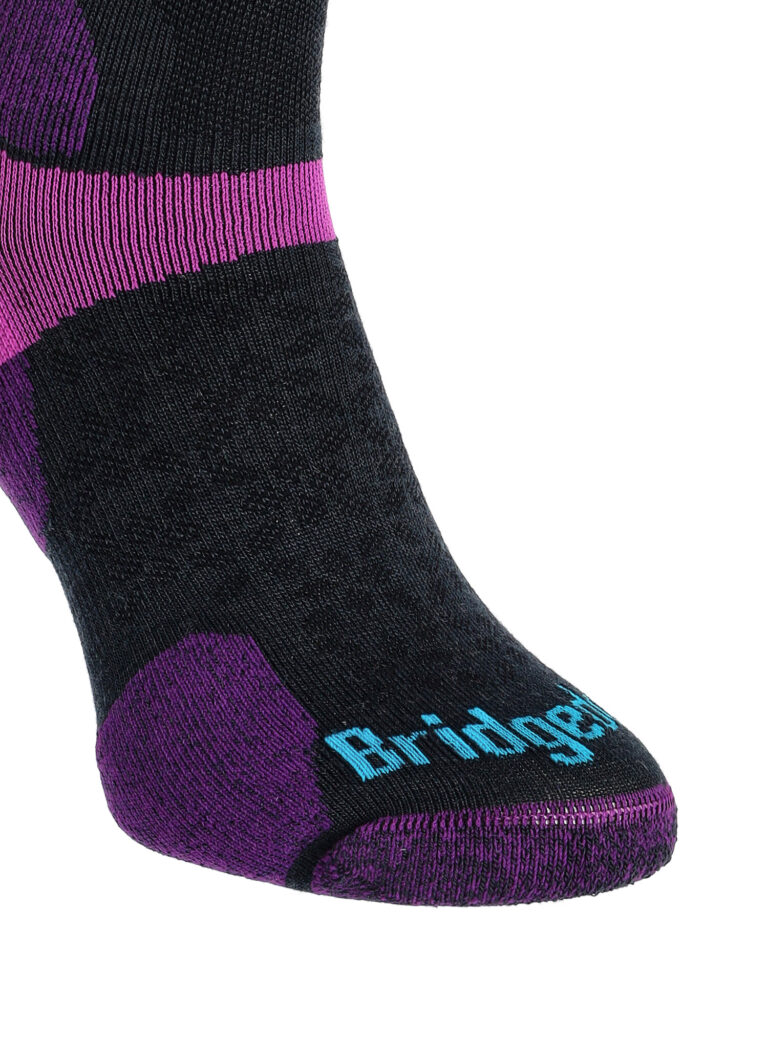 Original Sosete alergare femei Bridgedale Ultralight T2 Merino Sport 3/4 Crew - charcoal/purple